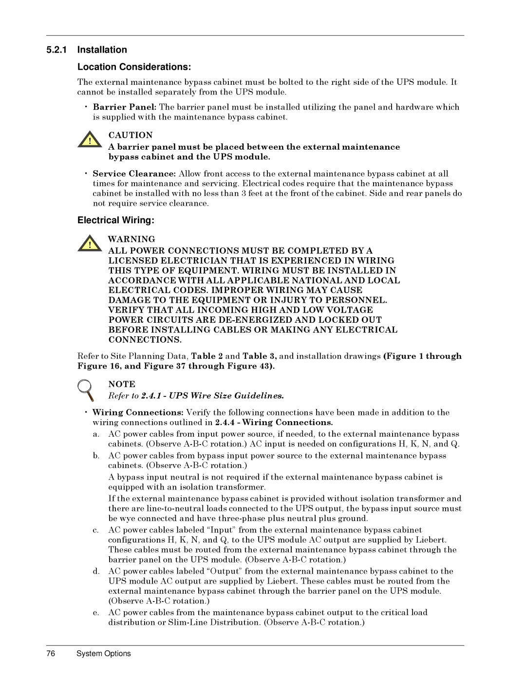 Liebert Series 300 Installation Location Considerations, Electrical Wiring, 127 5HIHUýWRýëïéïì ðý836ýLUHý6LHý*XLGHOLQHVï 