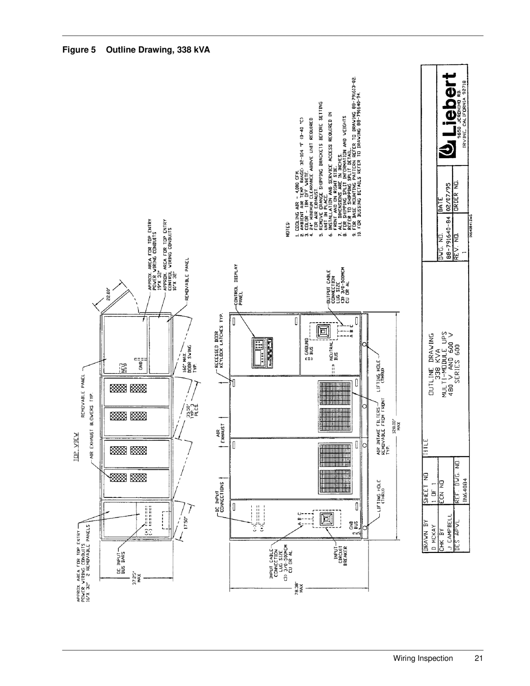 Liebert Series 600 manual Outline Drawing, 338 kVA 