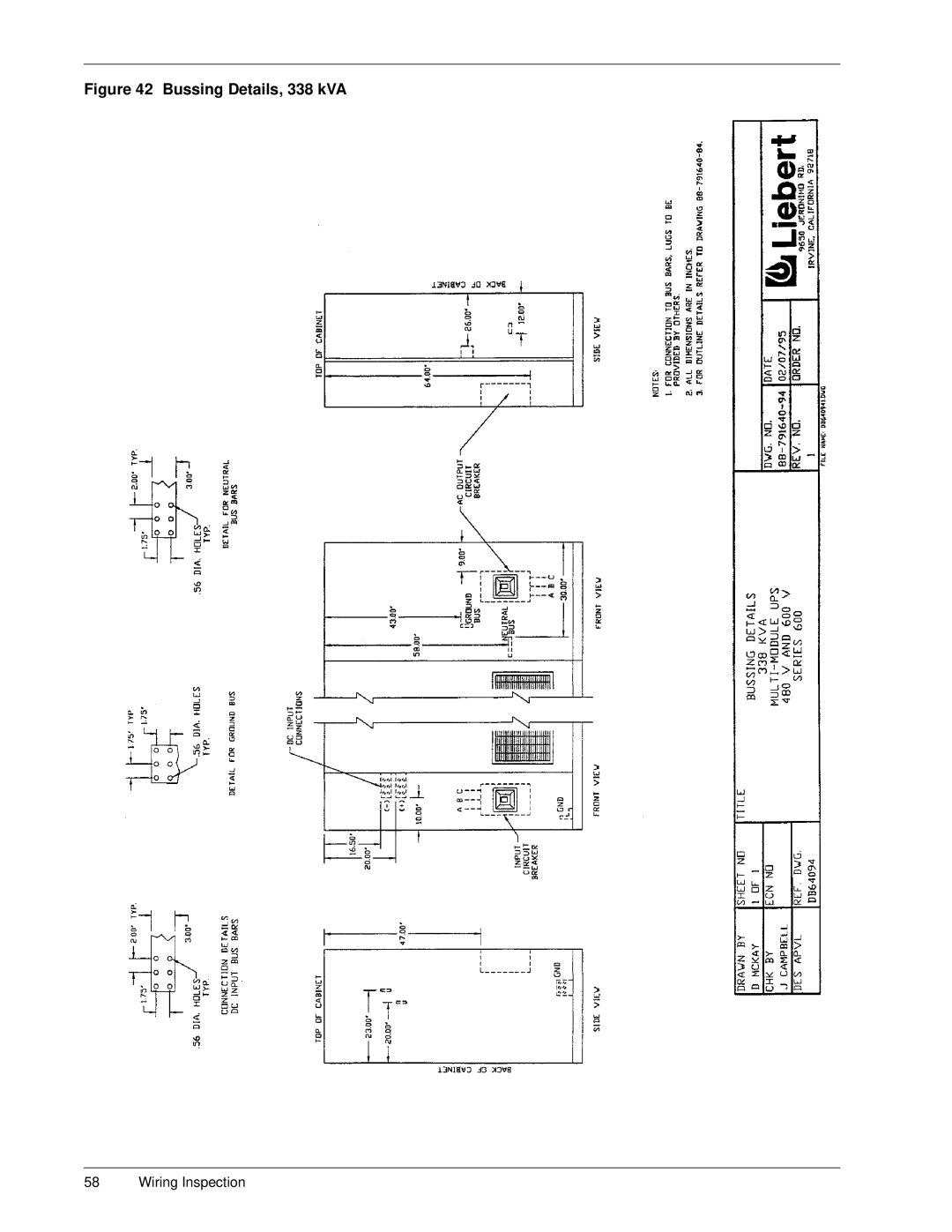 Liebert Series 600 manual Bussing Details, 338 kVA 