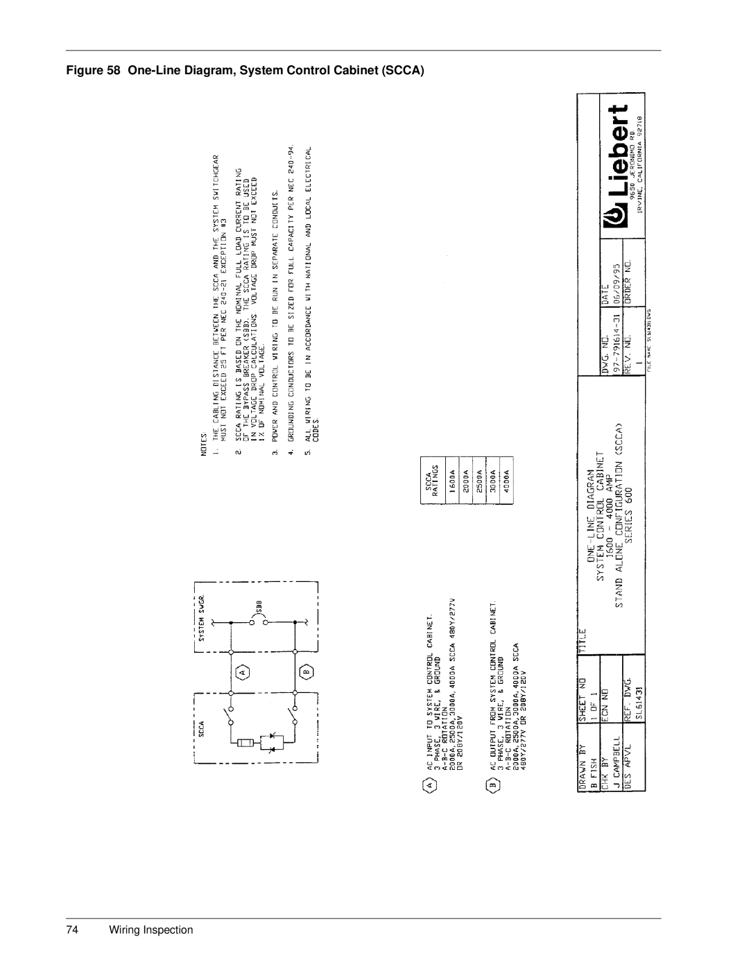 Liebert Series 600 manual One-Line Diagram, System Control Cabinet Scca 