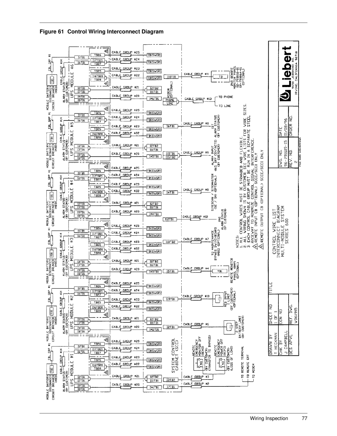 Liebert Series 600 manual Control Wiring Interconnect Diagram 