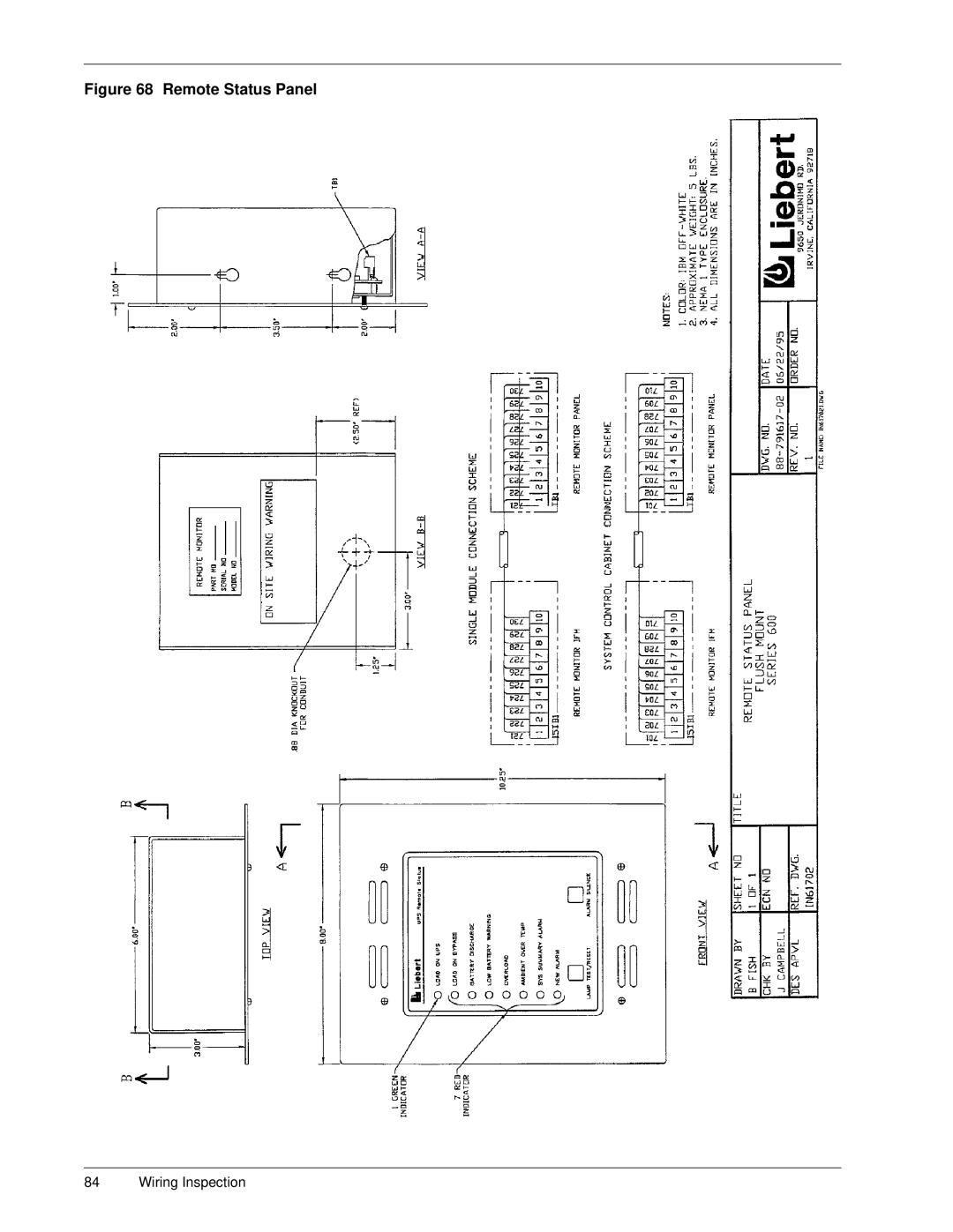 Liebert Series 600 manual Remote Status Panel 