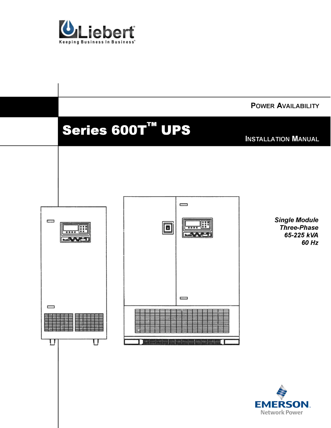 Liebert installation manual Series 600T UPS 