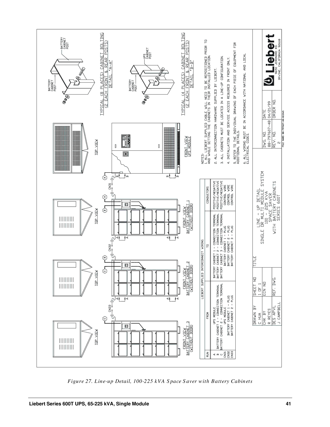 Liebert installation manual Liebert Series 600T UPS, 65-225 kVA, Single Module 