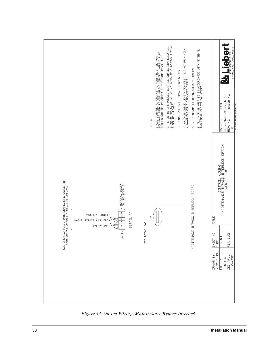 Liebert Series 600T installation manual Option Wiring, Maintenance Bypass Interlock 