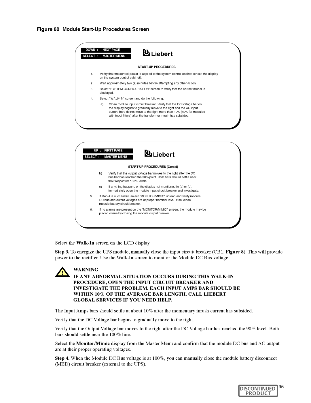 Liebert Series 600T manual Module Start-Up Procedures Screen 