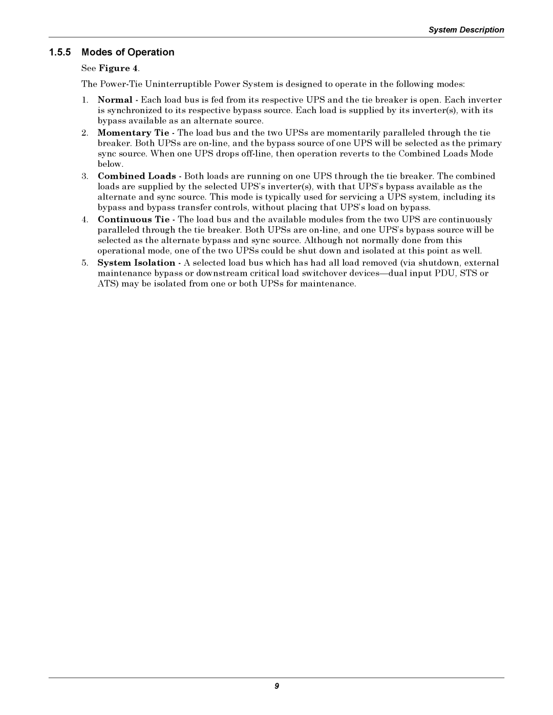 Liebert Series 610 user manual Modes of Operation 