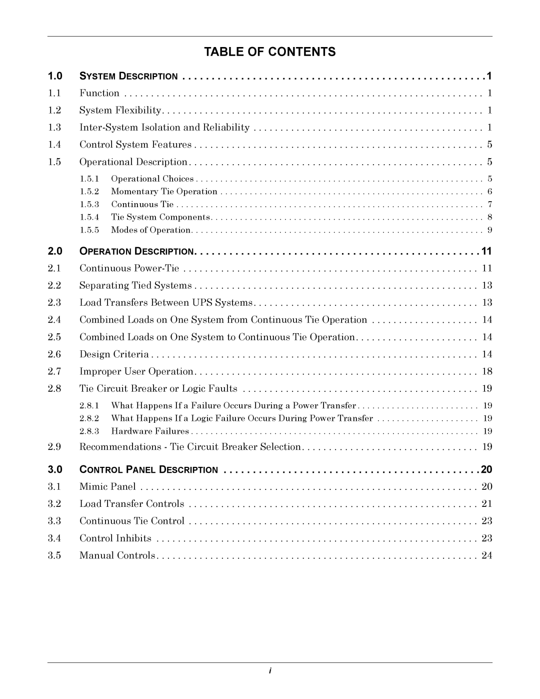 Liebert Series 610 user manual Table of Contents 