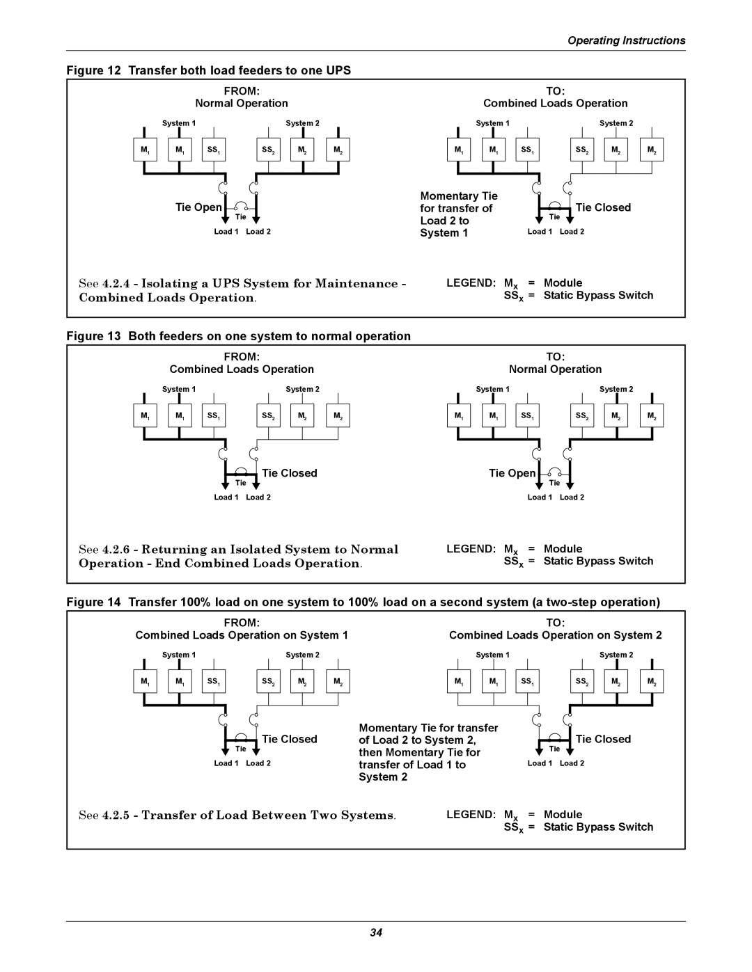 Liebert Series 610 user manual See 4.2.4 Isolating a UPS System for Maintenance, Combined Loads Operation 