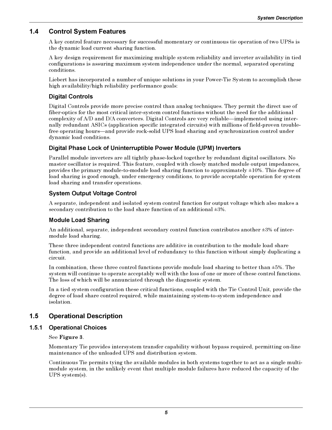 Liebert Series 610 user manual Control System Features, Operational Description 