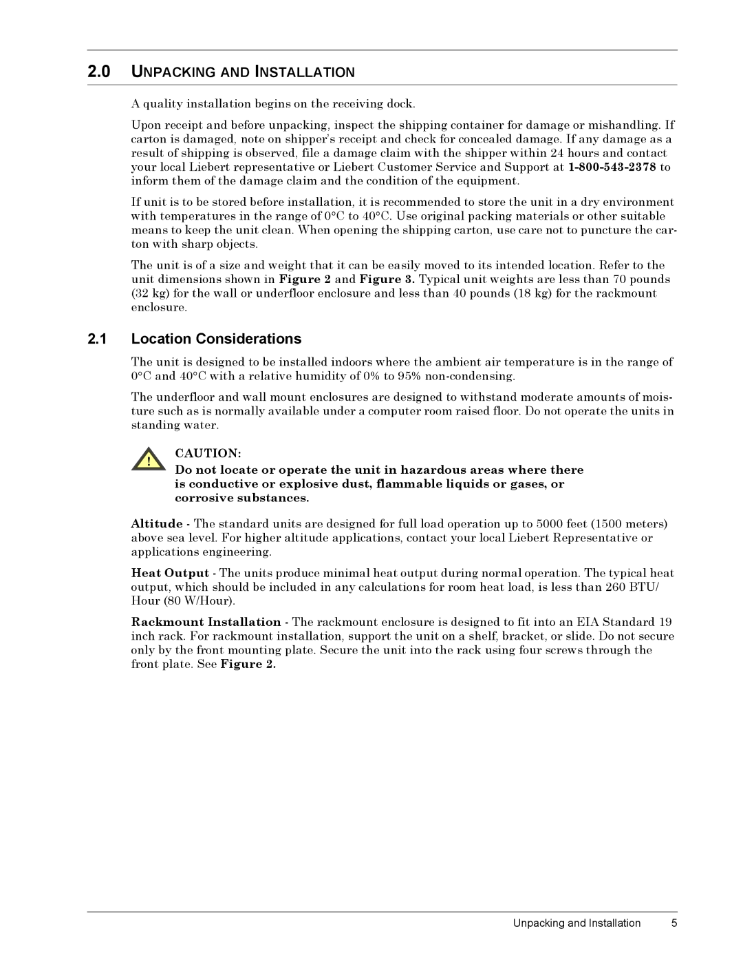 Liebert SmartSwitchTM operation manual Location Considerations, Unpacking and Installation 