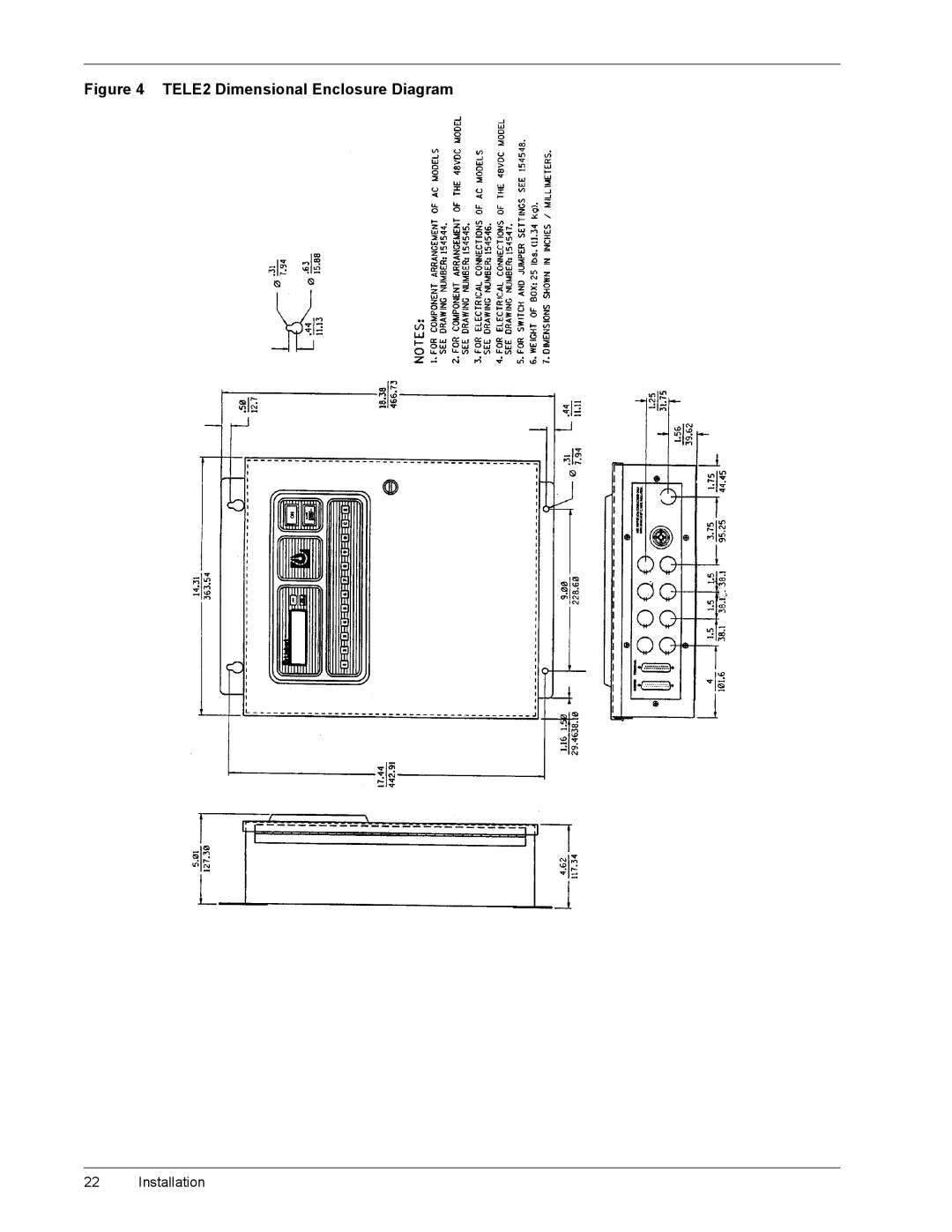 Liebert TELE2 manual LJXUHýé 7/ëýLPHQVLRQDOýQFORVXUHýLDJUDP 