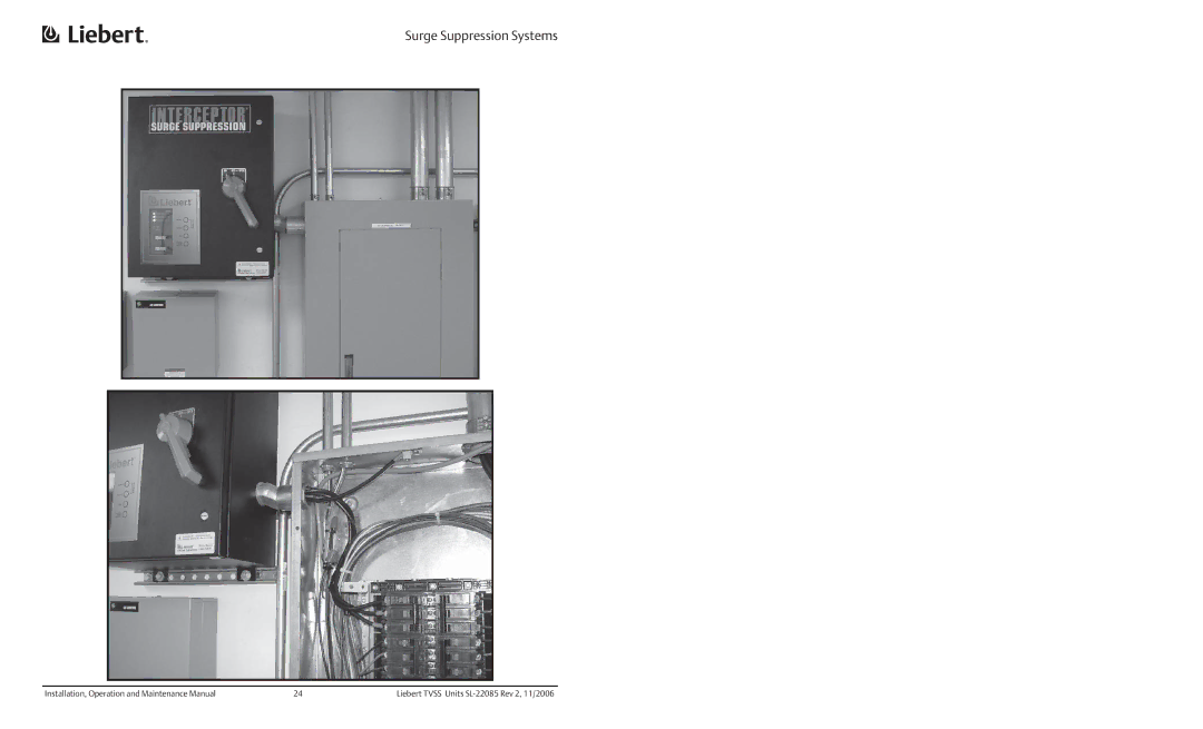 Liebert Interceptor II, Type SS, SAD Hybrid Advantage, PowerSure LPM/LPL Series, LM, AccuVar Surge Suppression Systems 