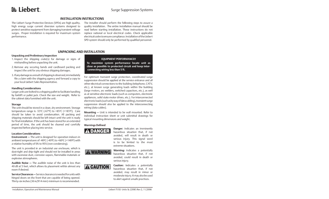 Liebert LM, Type SS Unpacking and Preliminary Inspection, Handling Considerations, Storage, Location Considerations 