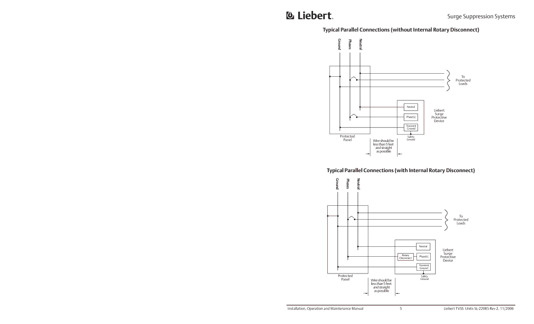 Liebert ATF Series, Type SS, SAD Hybrid Advantage, LM, AccuVar Typical Parallel Connections with Internal Rotary Disconnect 