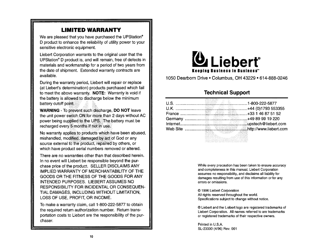 Liebert UD900R, UD2000R, UD1400R, UD600R manual 