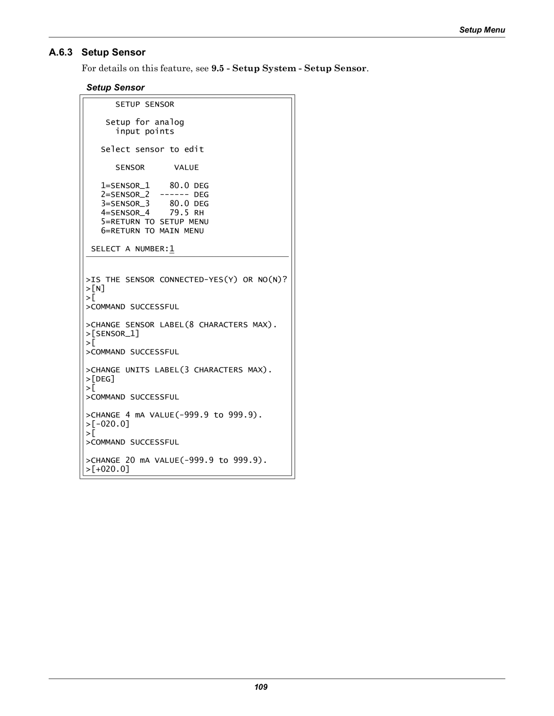 Liebert Universal Monitor user manual Setup Sensor 