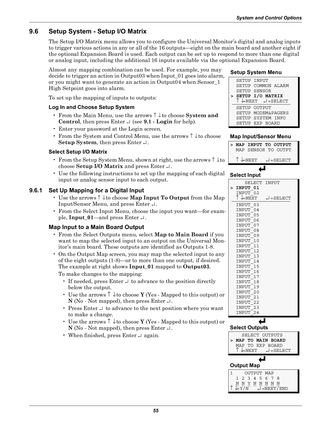 Liebert Universal Monitor user manual Setup System Setup I/O Matrix, Set Up Mapping for a Digital Input 