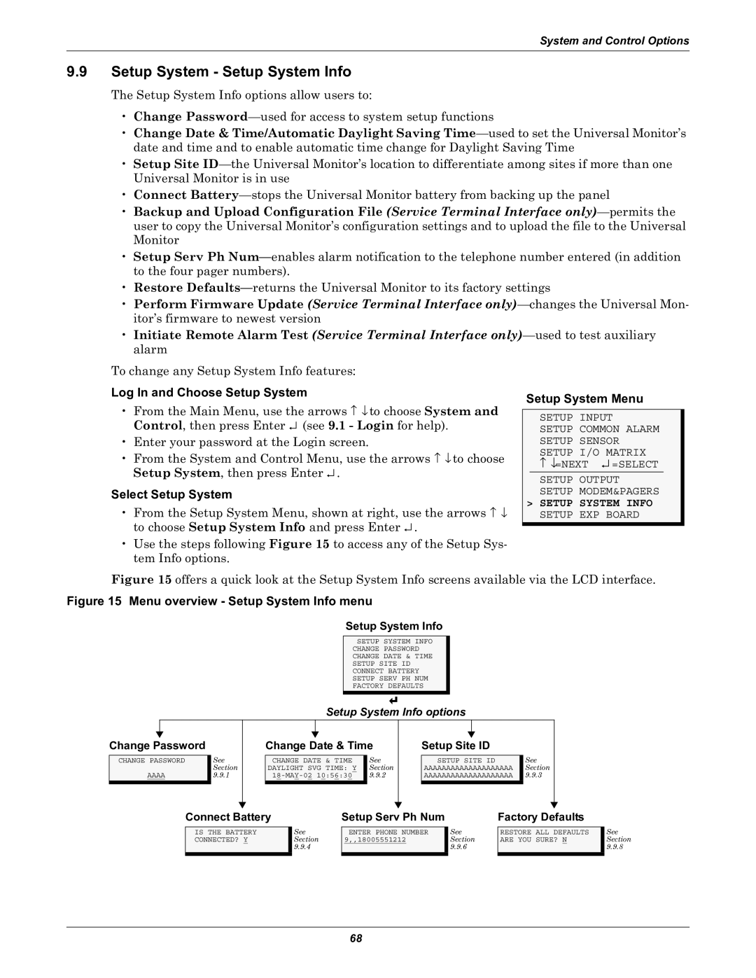 Liebert Universal Monitor Setup System Setup System Info, Select Setup System, Setup System Info Setup EXP Board 