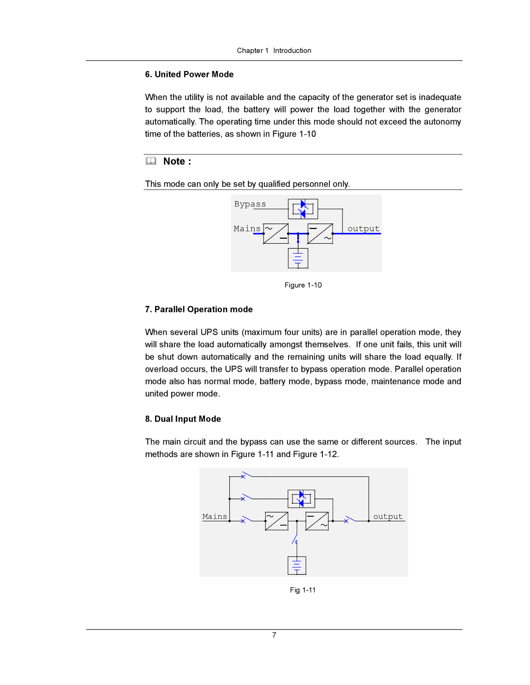 Liebert UPS System user manual United Power Mode, Parallel Operation mode, Dual Input Mode 