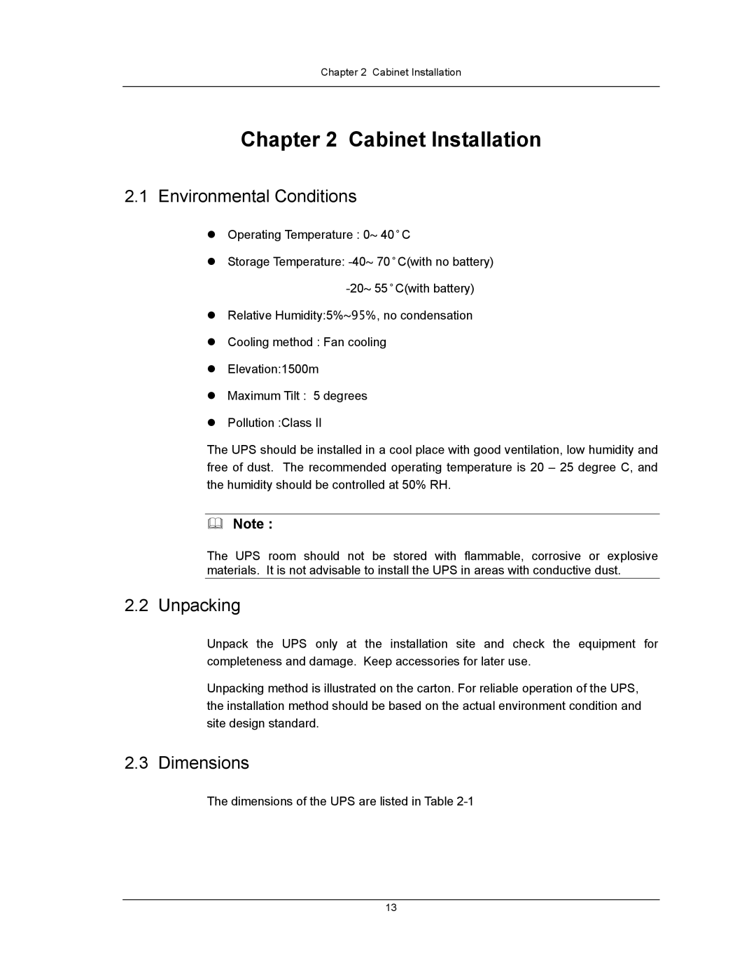 Liebert UPS System user manual Environmental Conditions, Unpacking, Dimensions 