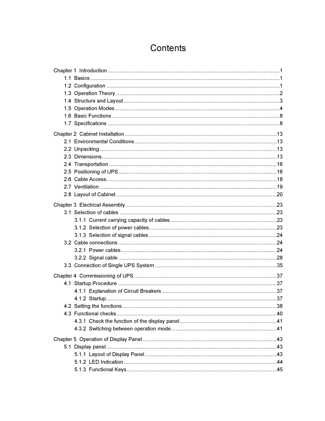 Liebert UPS System user manual Contents 