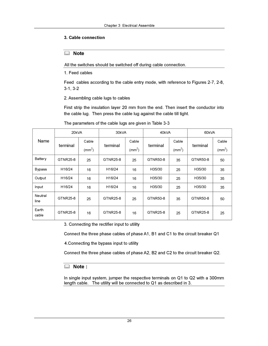 Liebert UPS System user manual Cable connection 