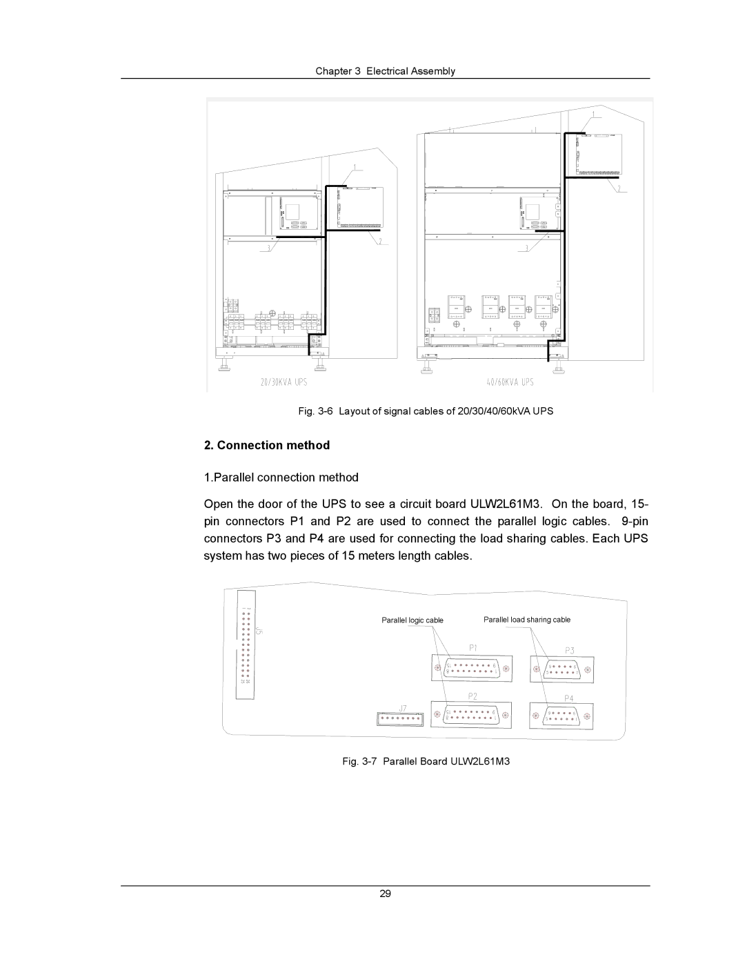 Liebert UPS System user manual Connection method, Layout of signal cables of 20/30/40/60kVA UPS 