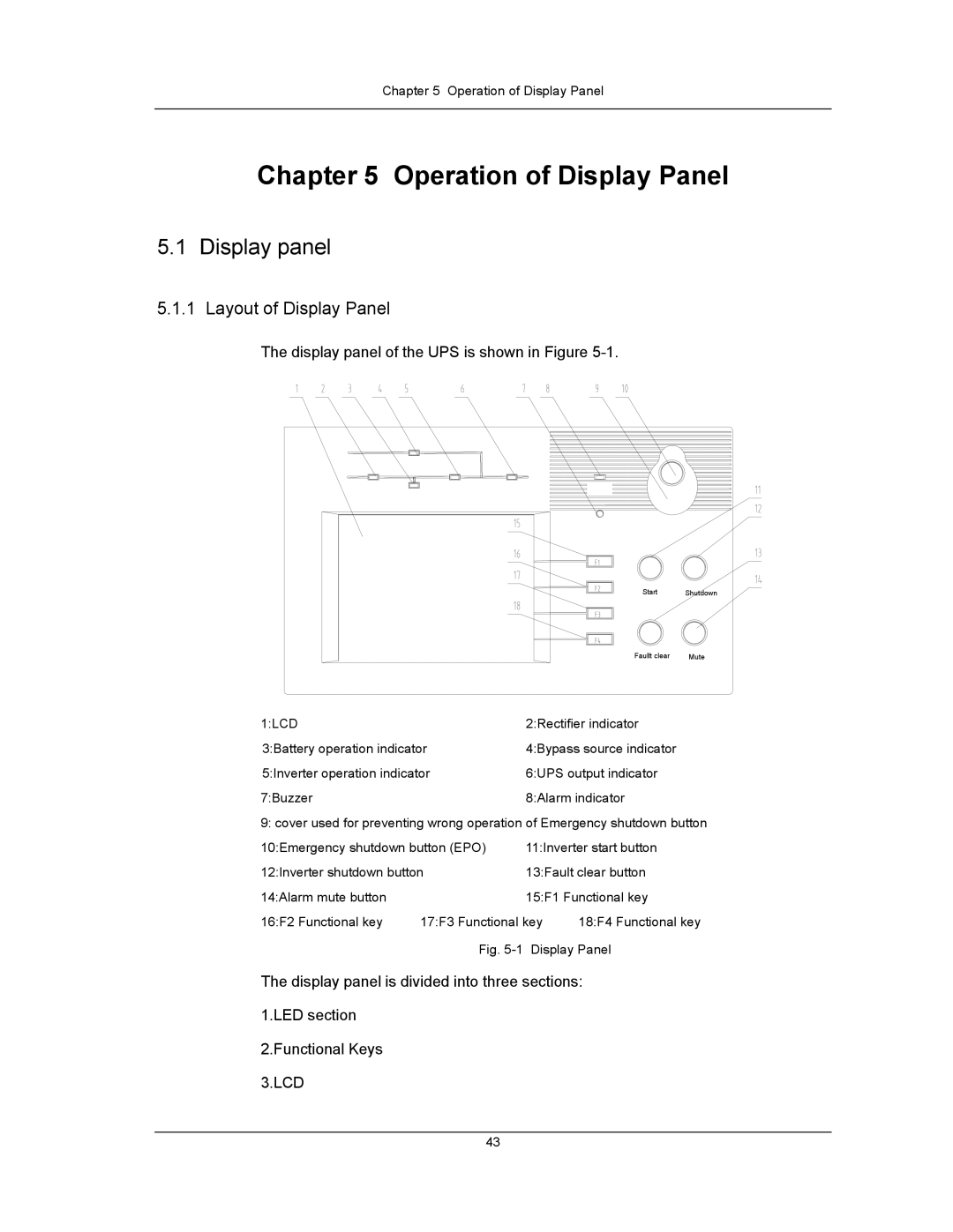 Liebert UPS System user manual Display panel, Layout of Display Panel 