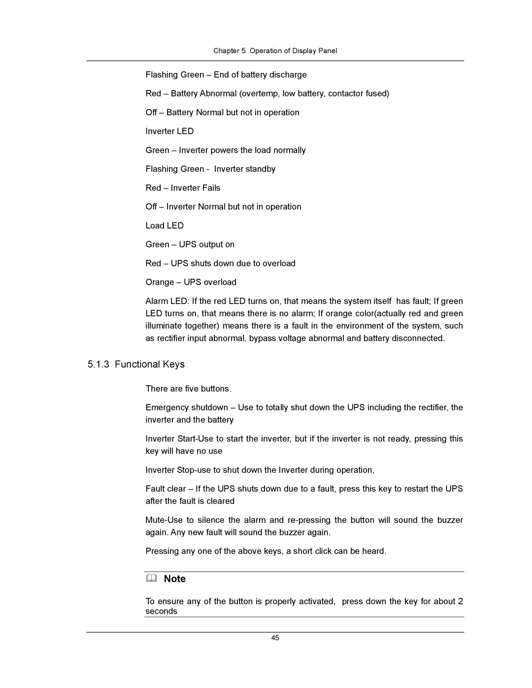 Liebert UPS System user manual Functional Keys 