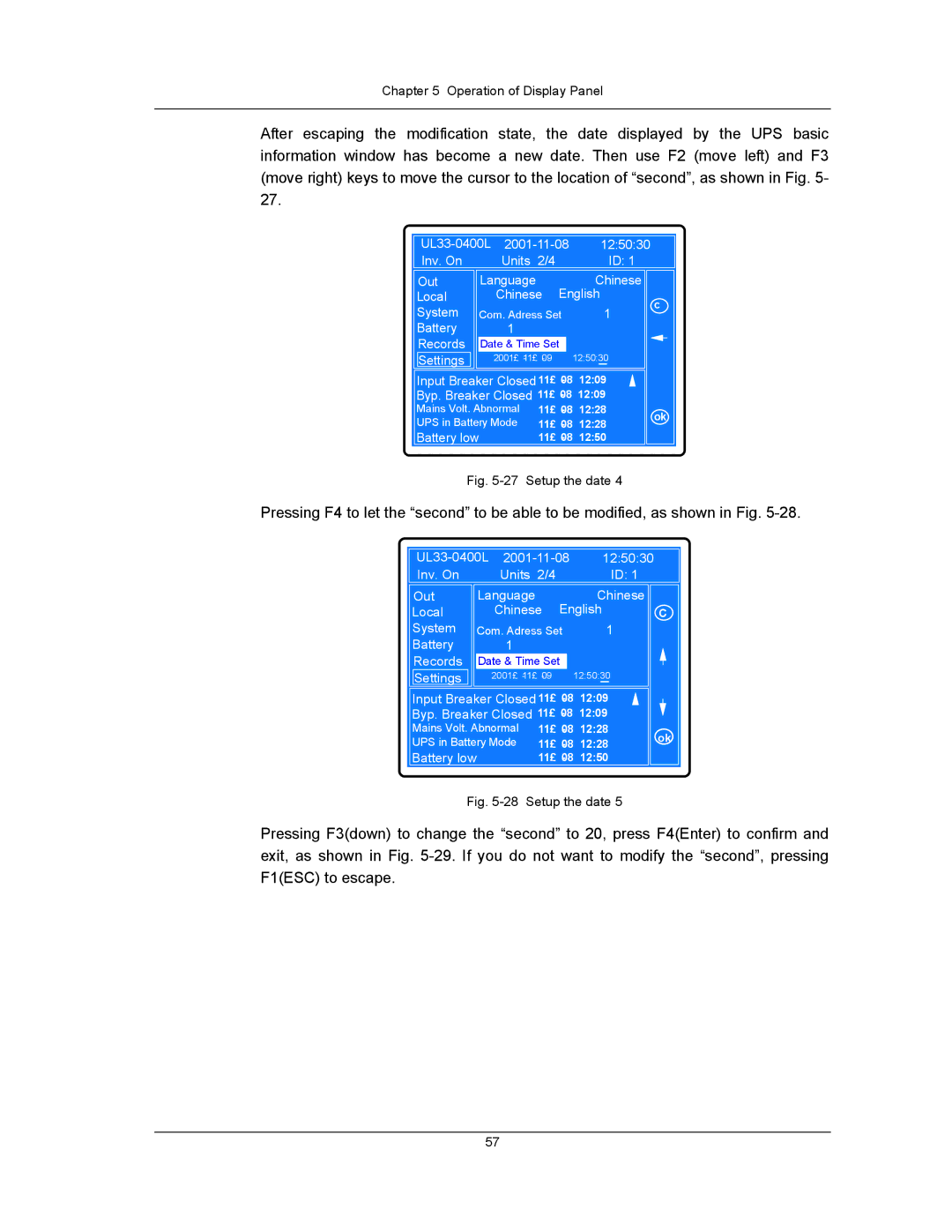 Liebert UPS System user manual Setup the date 