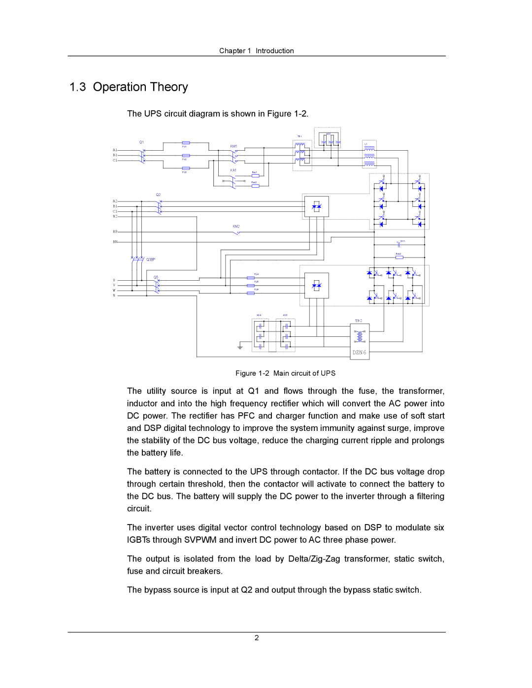 Liebert UPS System user manual Operation Theory, Main circuit of UPS 