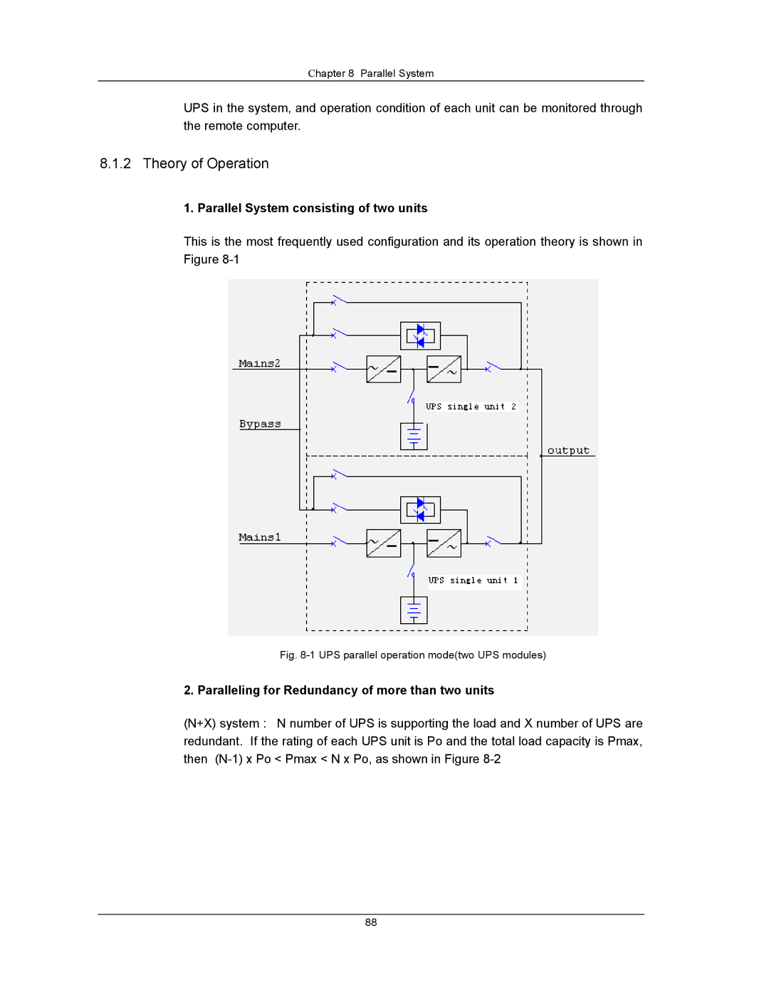 Liebert UPS System user manual Theory of Operation, Parallel System consisting of two units 