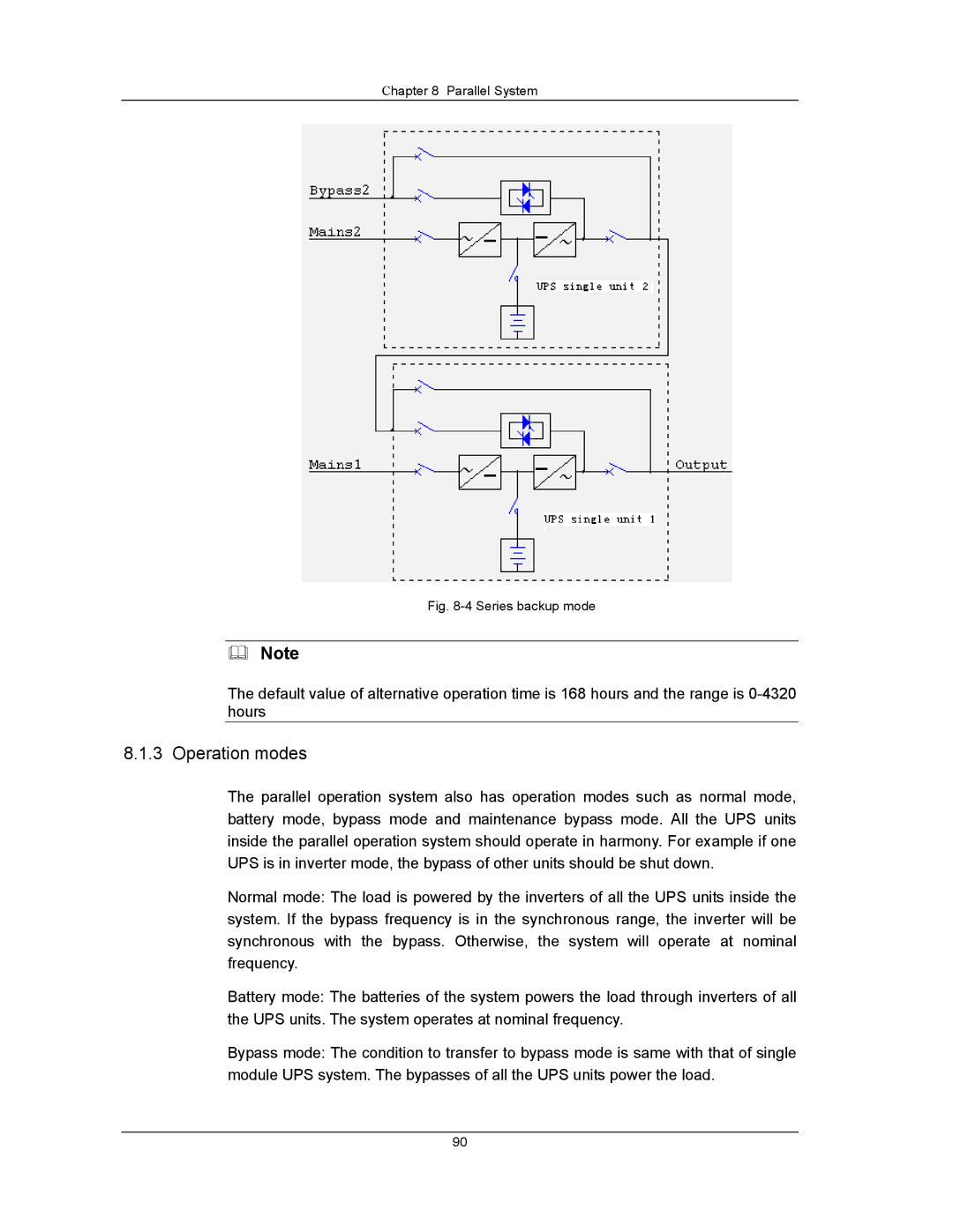 Liebert UPS System user manual Operation modes, Series backup mode 