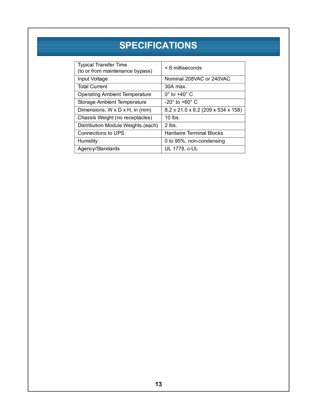 Liebert UPStation GXT user manual Specifications 