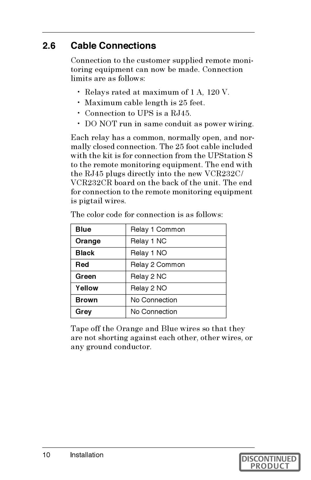 Liebert VCR232CR instruction manual Cable Connections, ,  