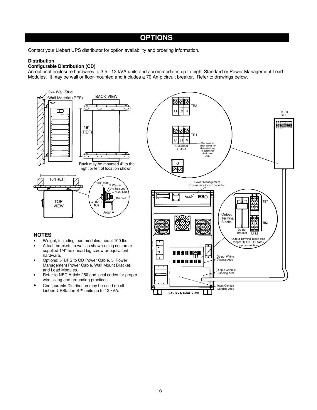 Liebert VM12000, VM18000 user manual Options, Distribution Configurable Distribution CD 