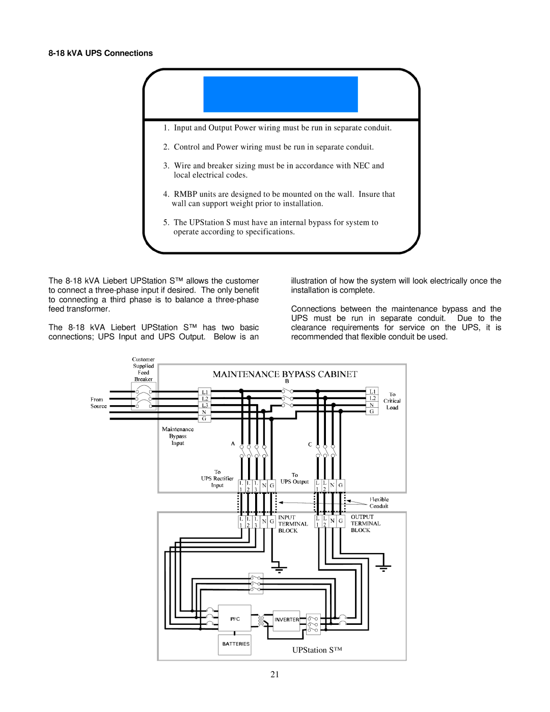 Liebert VM18000, VM12000 user manual KVA UPS Connections 