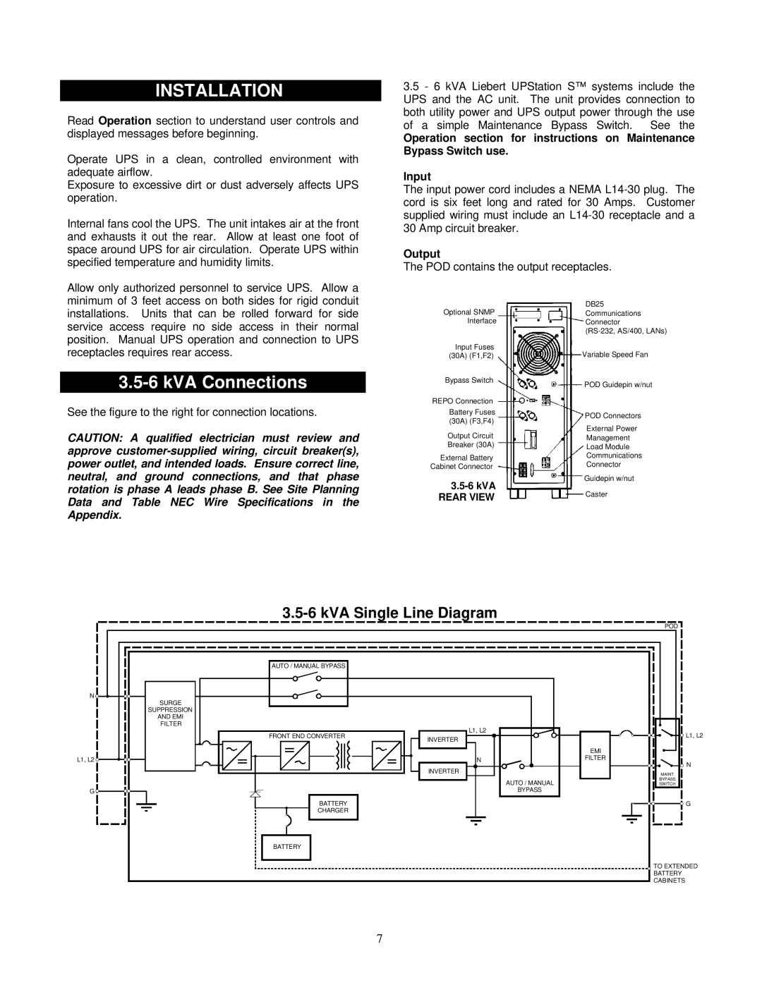 Liebert VM18000, VM12000 user manual Installation, Output 