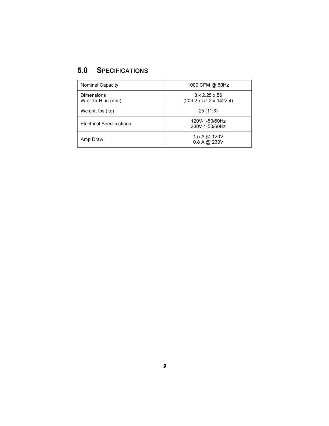 Liebert XDA user manual Specifications 