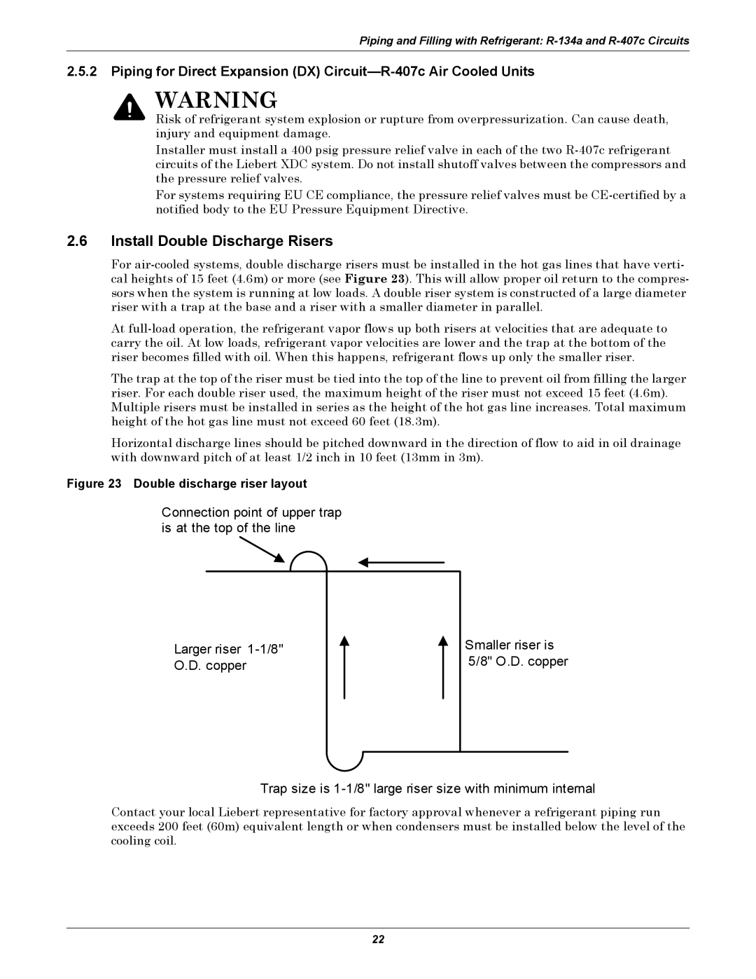 Liebert XDC user manual Install Double Discharge Risers, Double discharge riser layout 