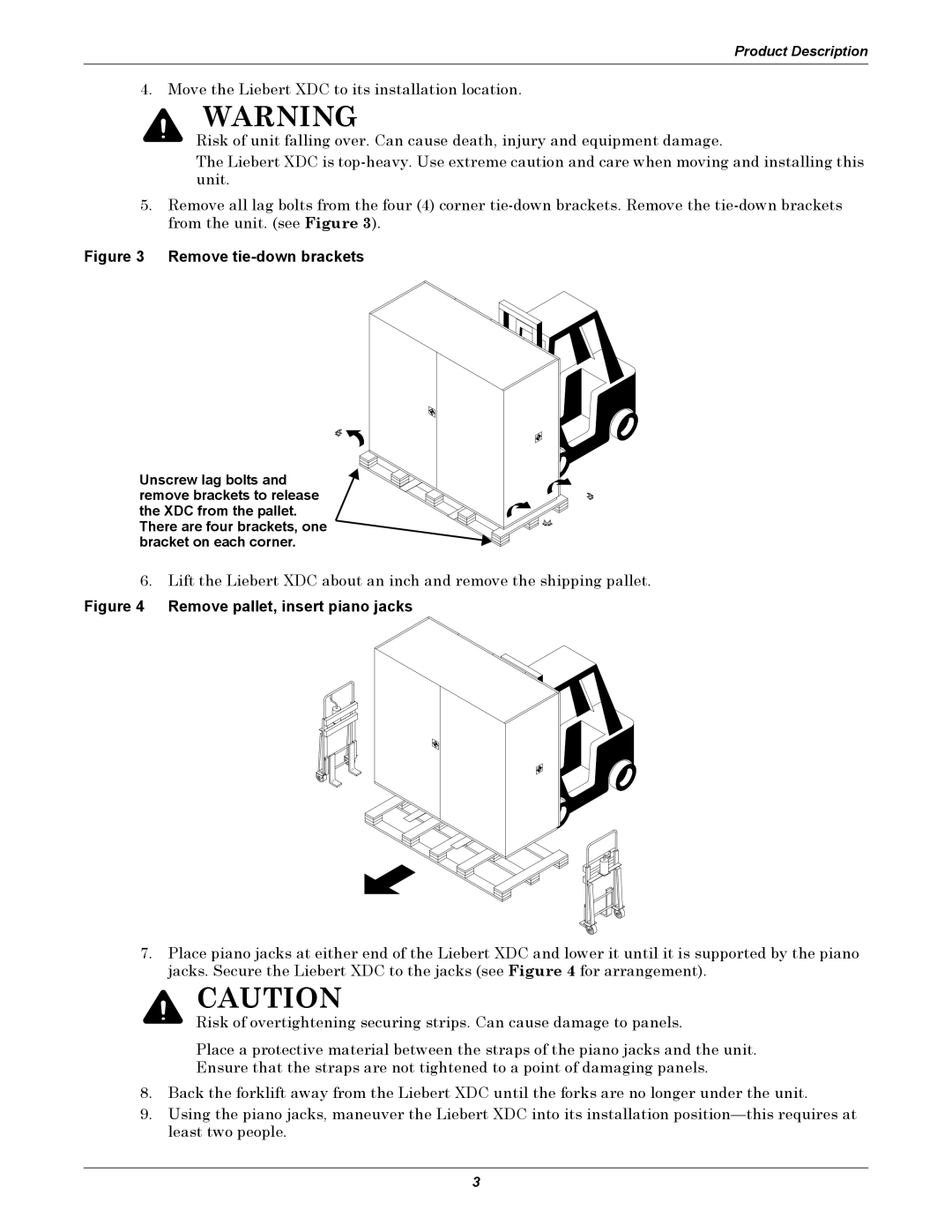 Liebert XDC user manual Remove tie-down brackets 