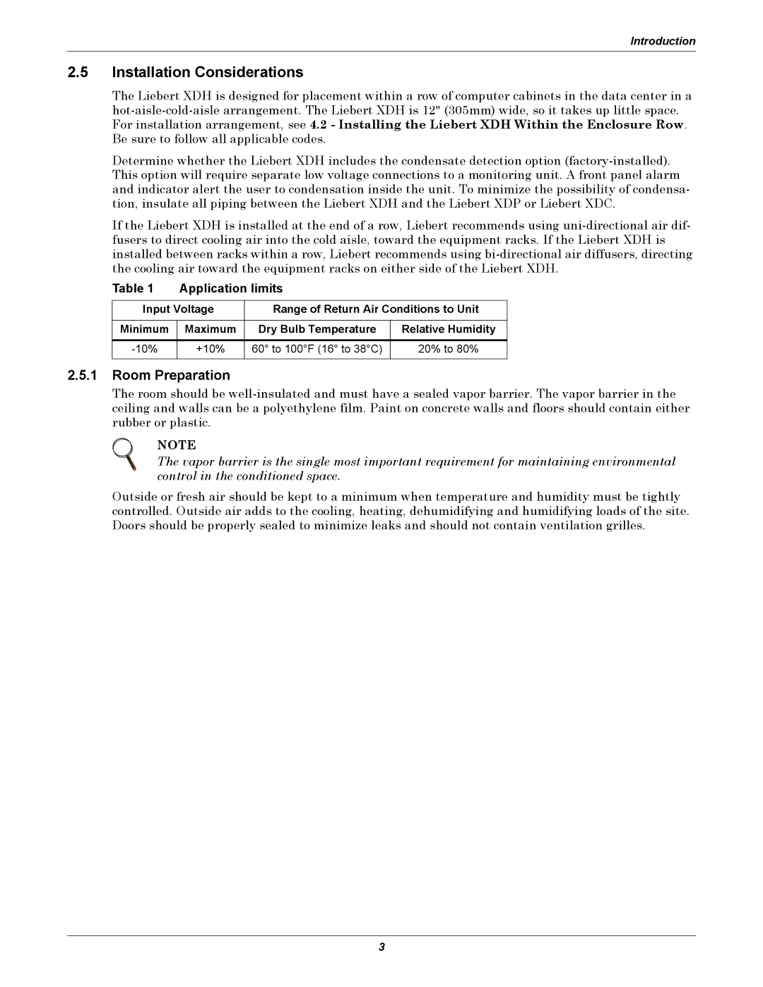 Liebert XDH manual Installation Considerations, Room Preparation 