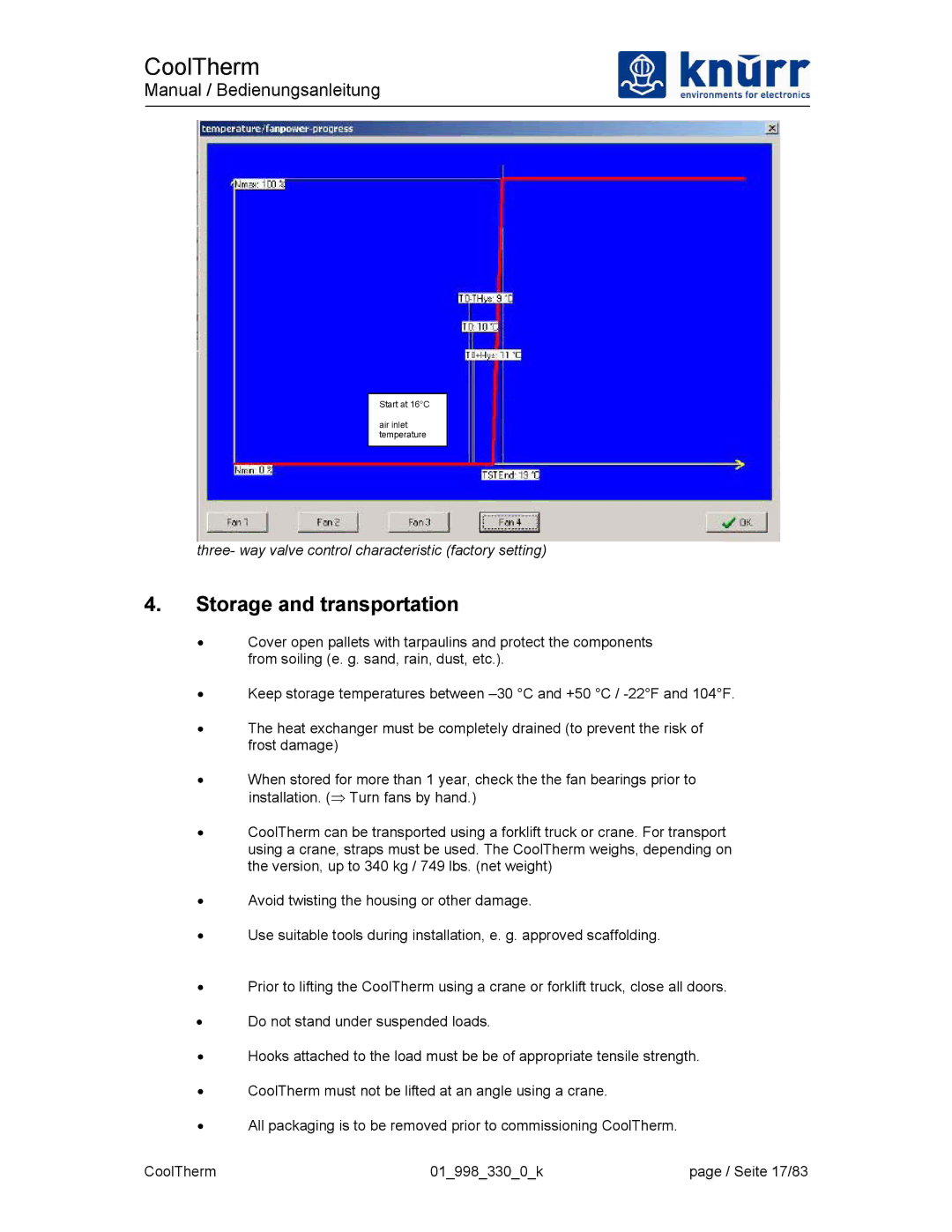 Liebert XDK-W user manual Storage and transportation 