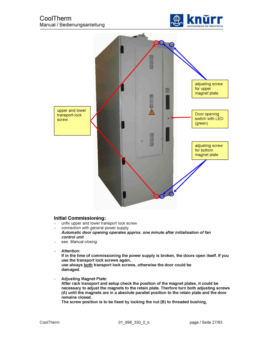 Liebert XDK-W user manual Initial Commissioning 