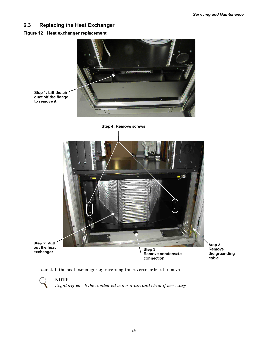 Liebert XDK user manual Replacing the Heat Exchanger, Heat exchanger replacement 