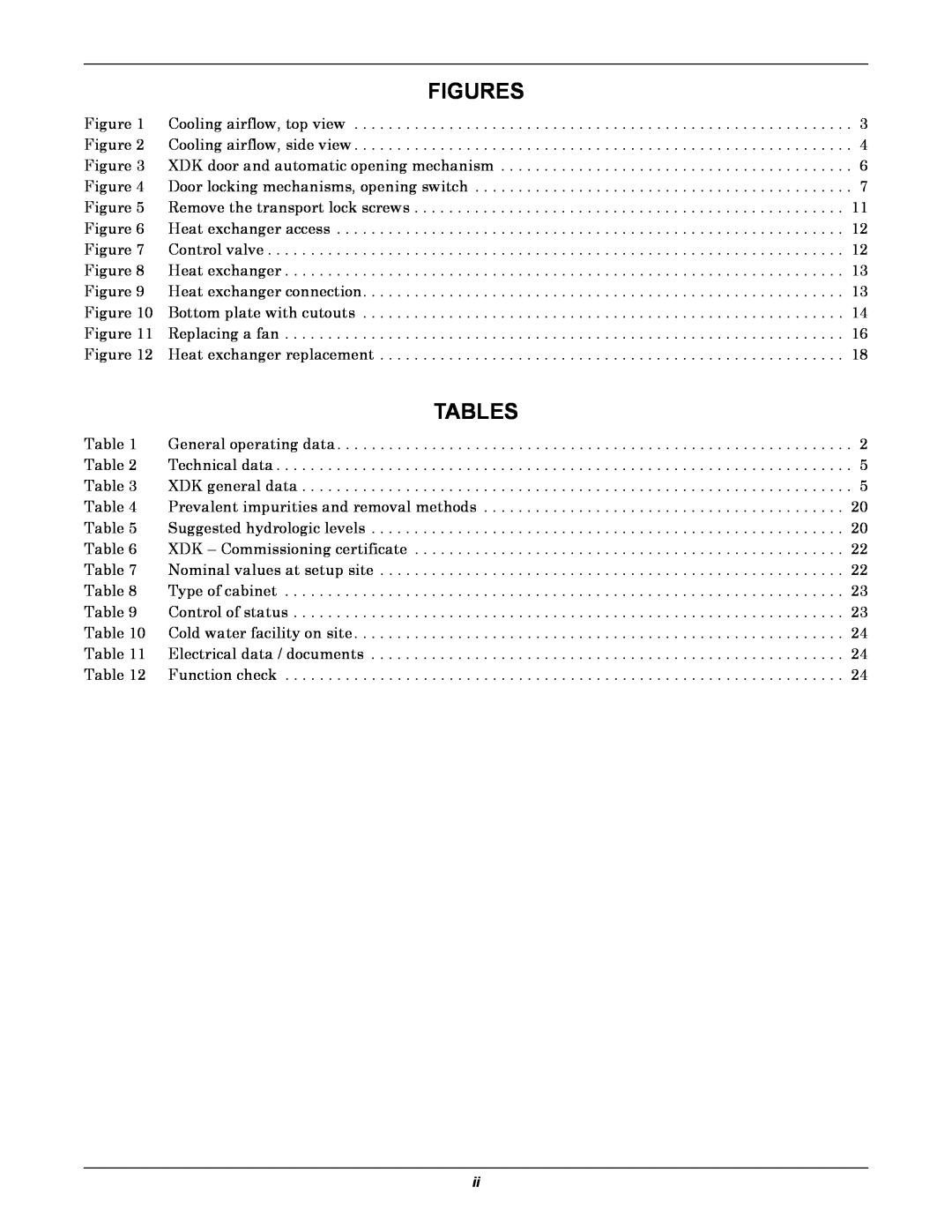 Liebert XDK user manual Figures, Tables 