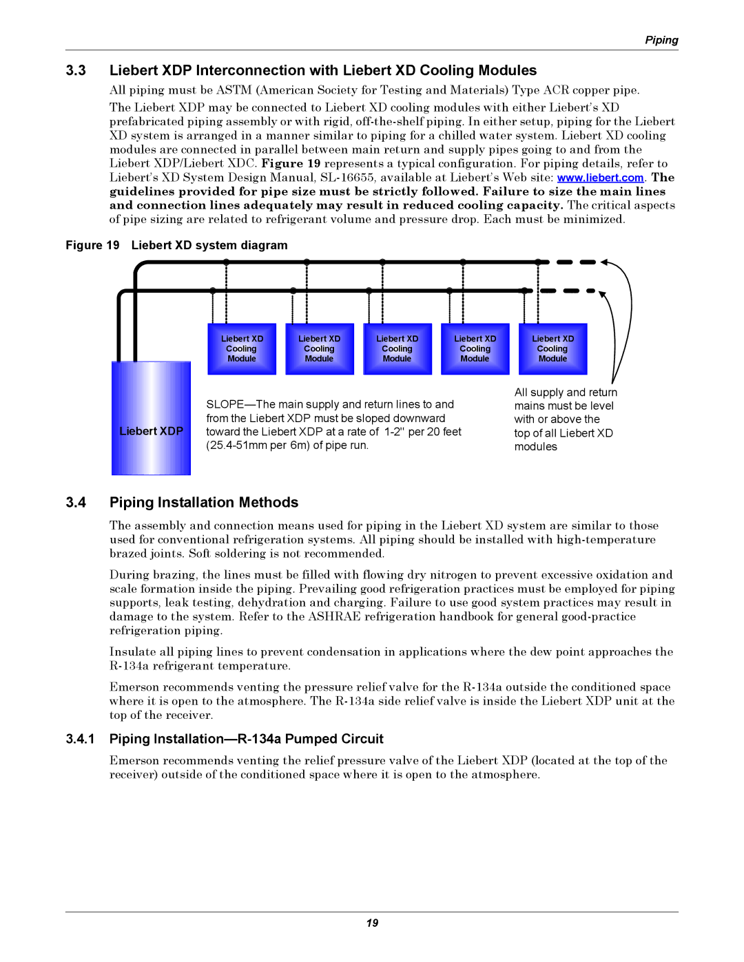 Liebert XDP160RC, XDP160RM Liebert XDP Interconnection with Liebert XD Cooling Modules, Piping Installation Methods 