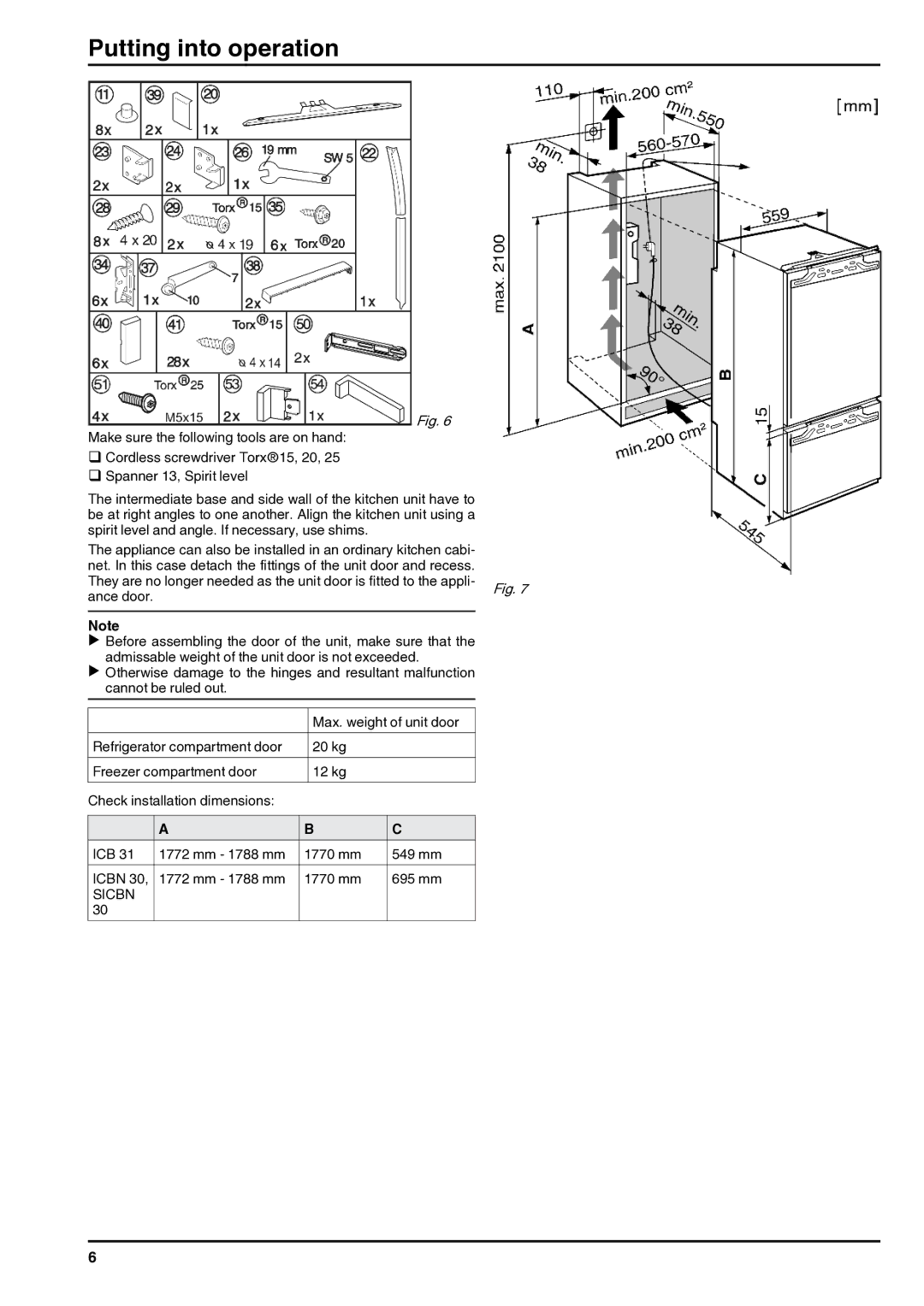 Liebherr 110309 7084282 - 01 installation instructions Sicbn 