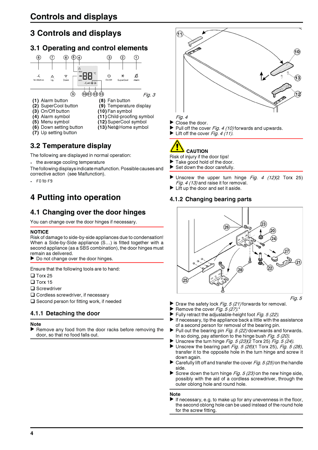 Liebherr 120309 7084442 - 00 installation instructions Controls and displays, Putting into operation 